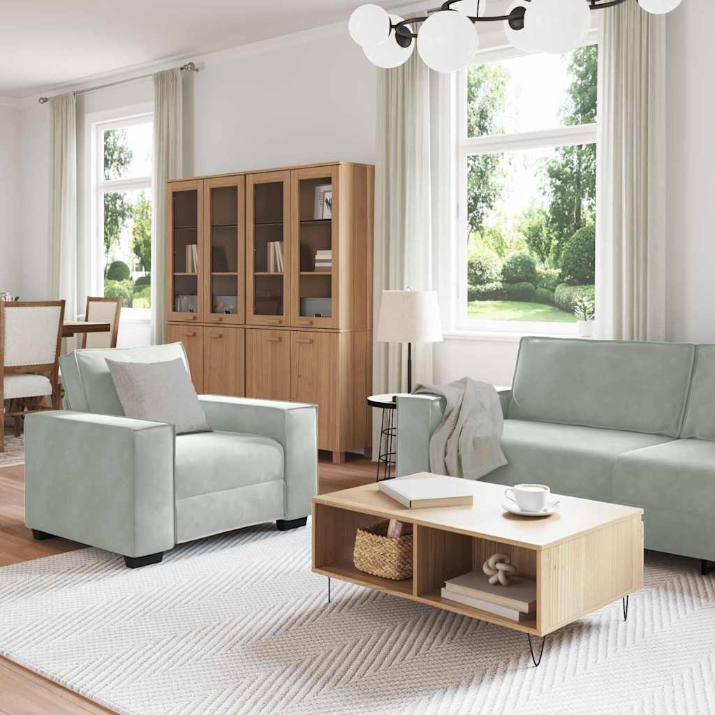 Sofa 3 pcs Light Grey Linen-blend fabric