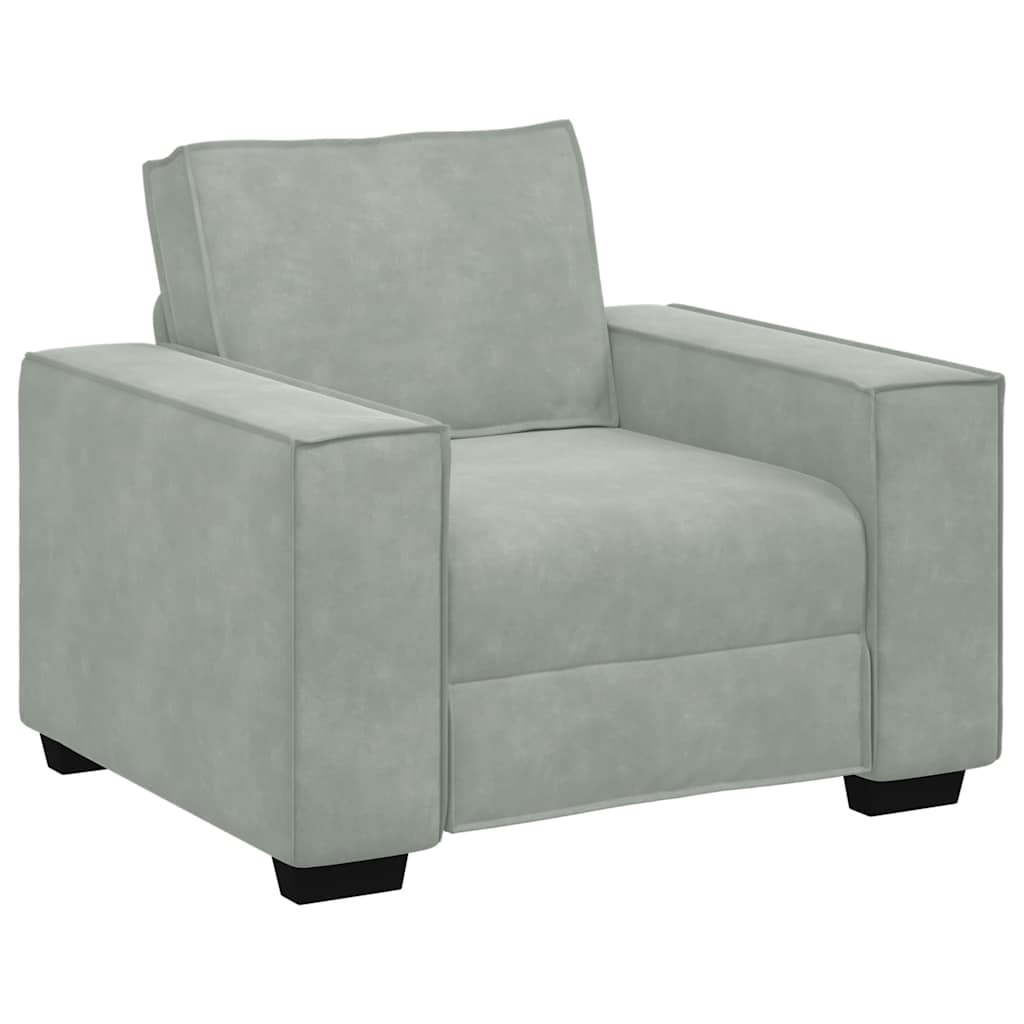 Sofa Set with Cushion 3 pcs Grey 220 x 78 x 84 cm Velvet