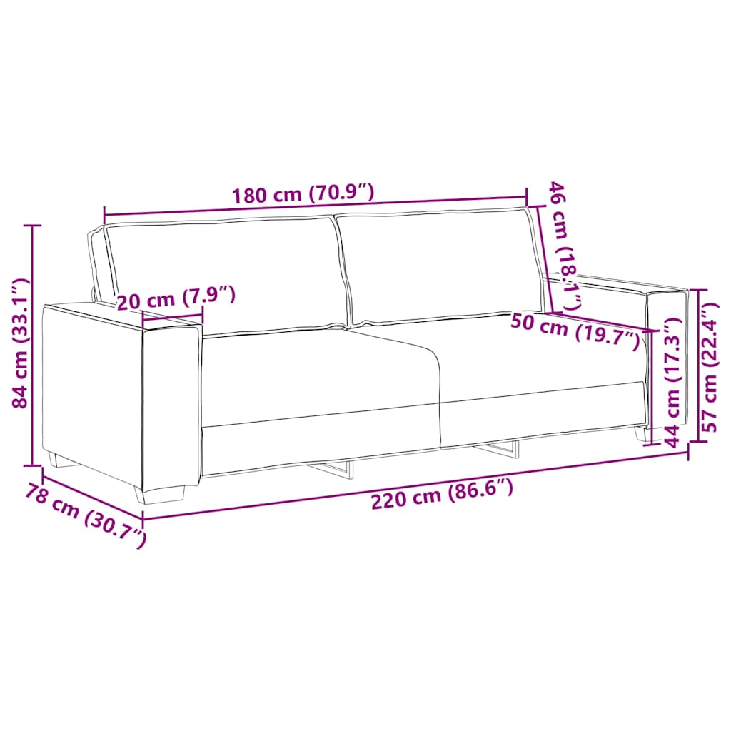 Sofa Set with Cushion 3 pcs Grey 220 x 78 x 84 cm Velvet