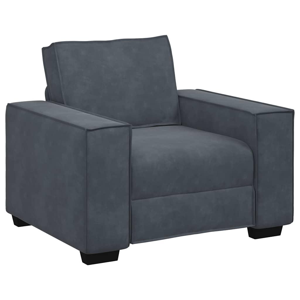 3 Piece Sofa Set with Cushions Dark Grey Velvet