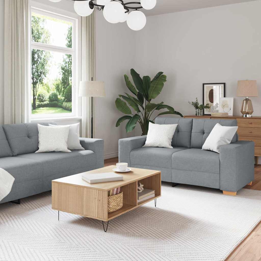 Sofa Set with Cushion with Pillow Grey Fabric