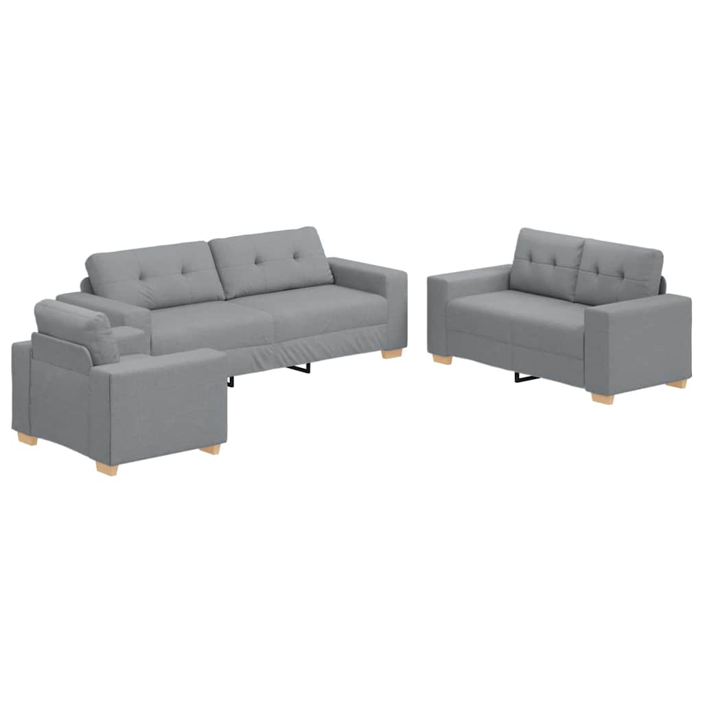Sofa Set with Cushion with Pillow 3 pcs Grey Fabric
