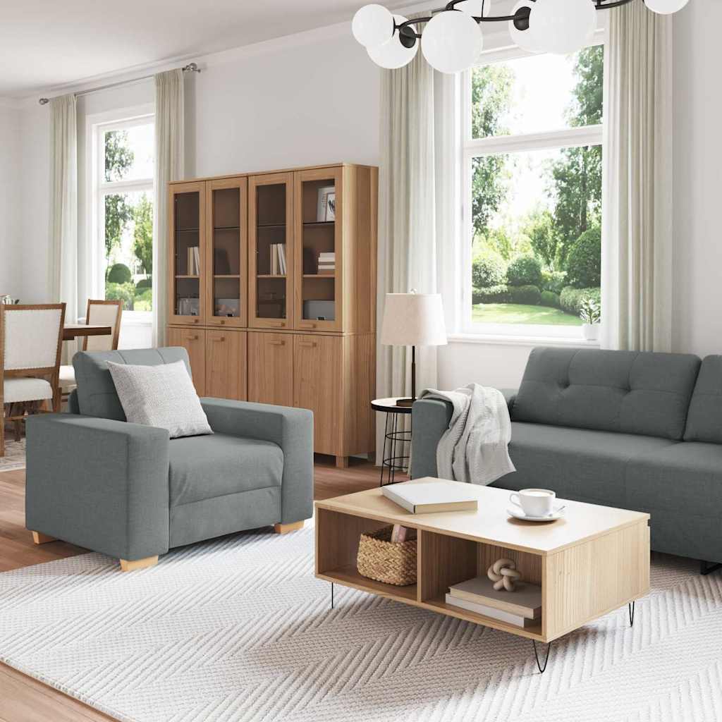 Sofa Set with Cushion with Pillow 3 pcs Grey Fabric