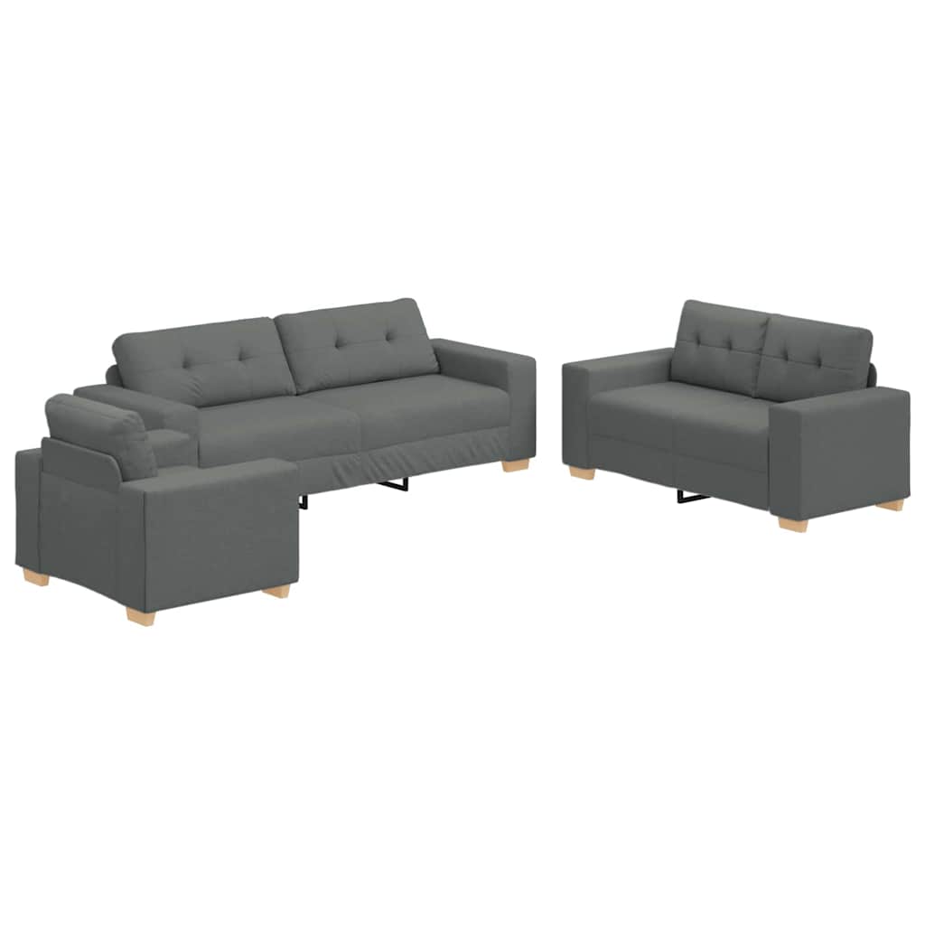 Sofa Set with Cushion with Pillow 3 pcs Grey Fabric