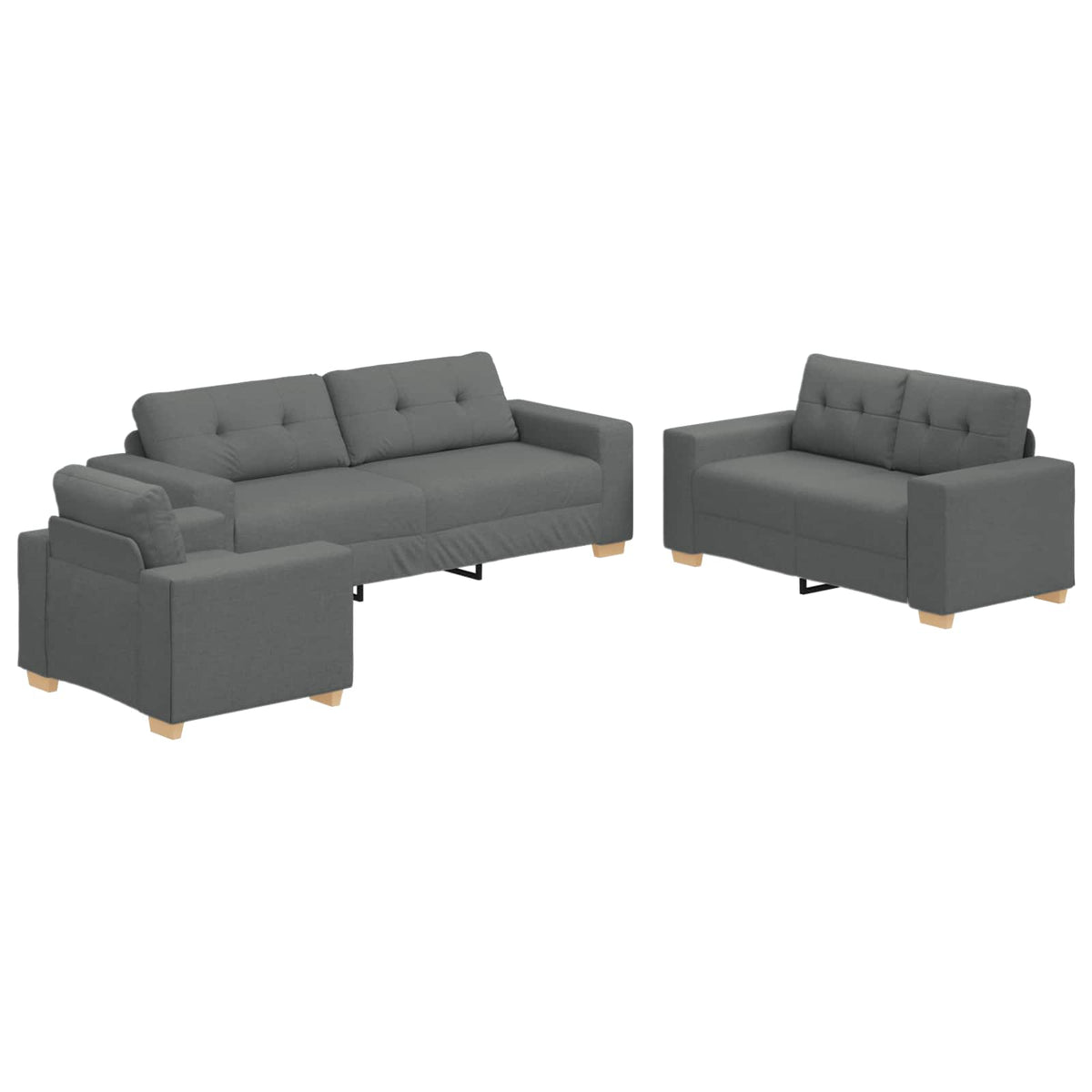 Sofa 3 pcs Dark Grey 221 x 80 x 80 cm Linen-blend fabric