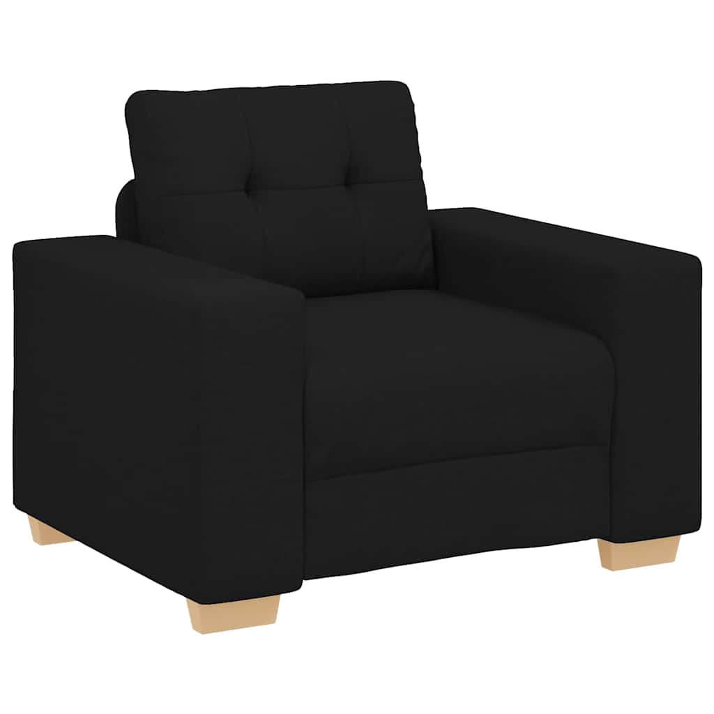 Sofa Set with Cushion with Pillow Black Fabric