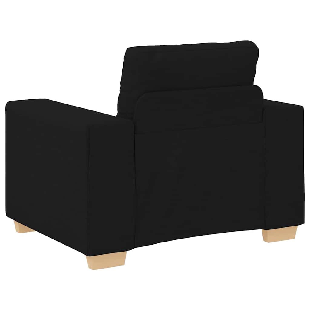 Sofa Set with Cushion with Pillow Black Fabric