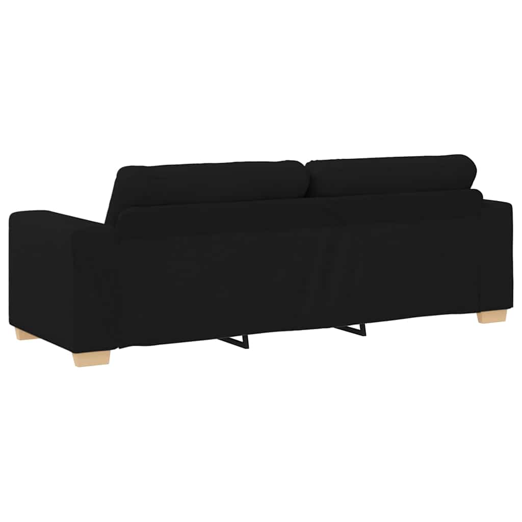 Sofa Set with Cushion with Pillow Black Fabric