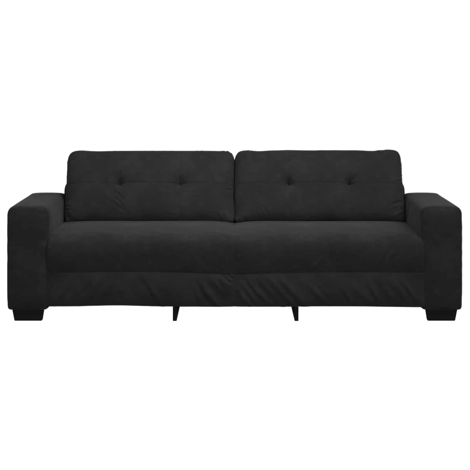 Sofa 3 pcs Black Linen-blend fabric