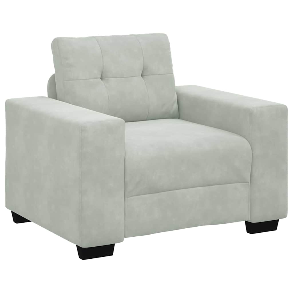 Sofa Set with Cushion 3 pcs Grey 221 x 78 x 80 cm Velvet