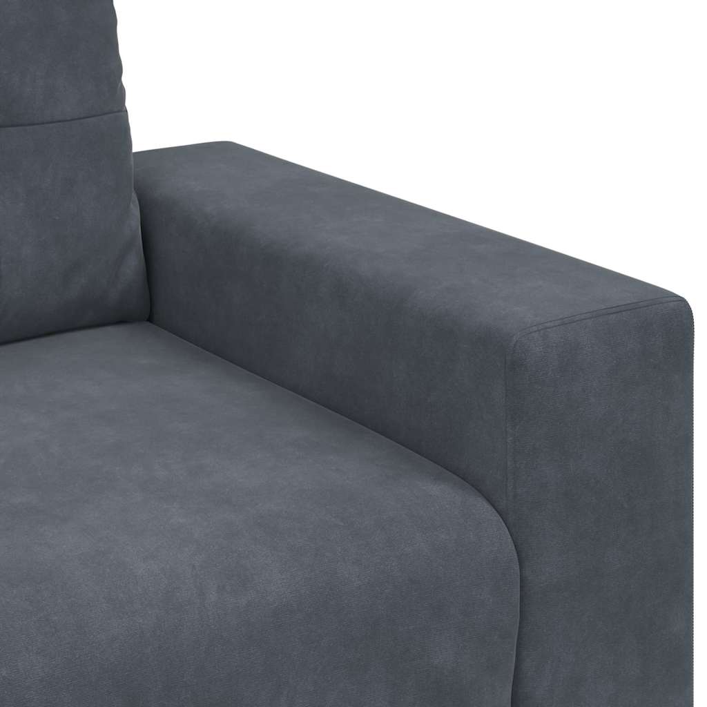 Sofa Set with Cushion 3 pcs Grey 221 x 78 x 80 cm Velvet