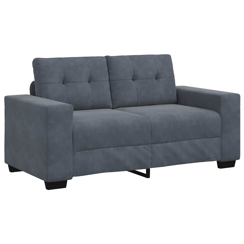 Sofa Set with Cushion 3 pcs Grey 221 x 78 x 80 cm Velvet