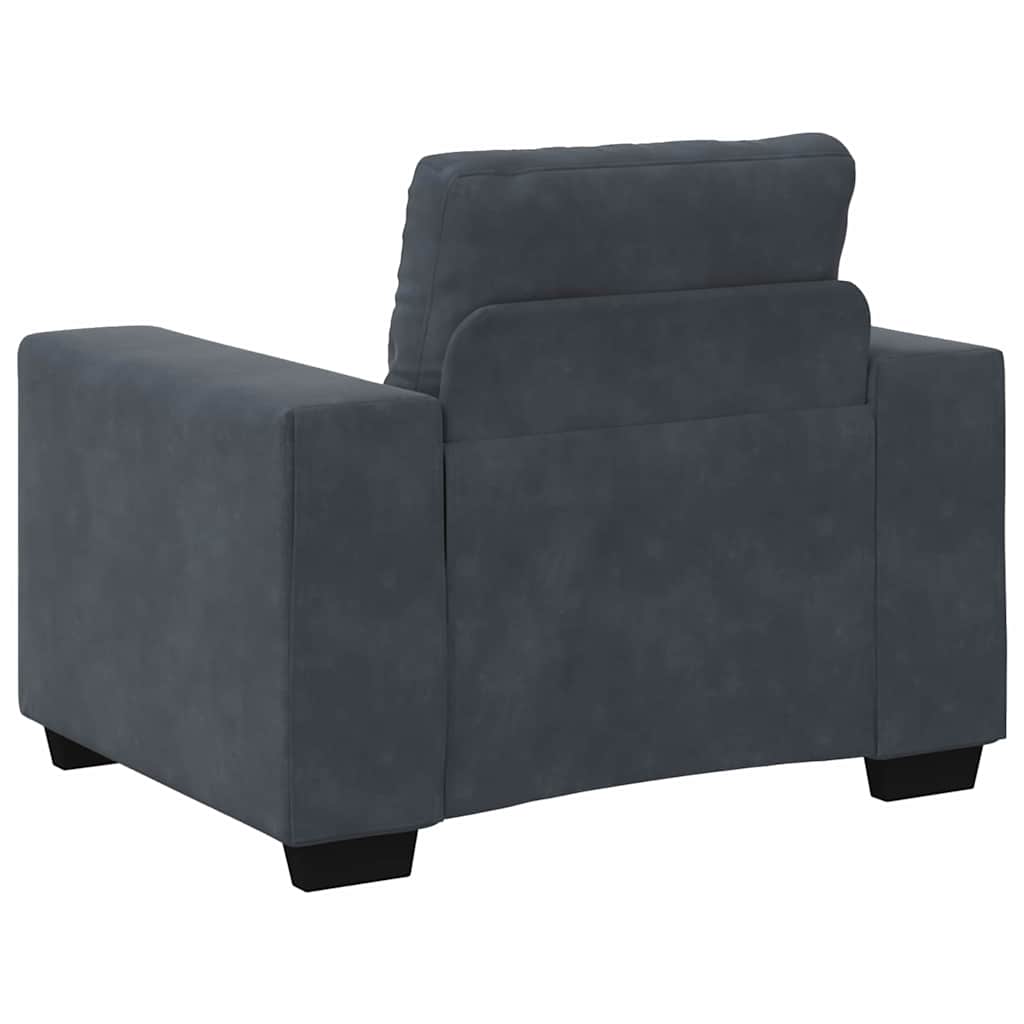 Sofa Set with Cushion 3 pcs Grey 221 x 78 x 80 cm Velvet