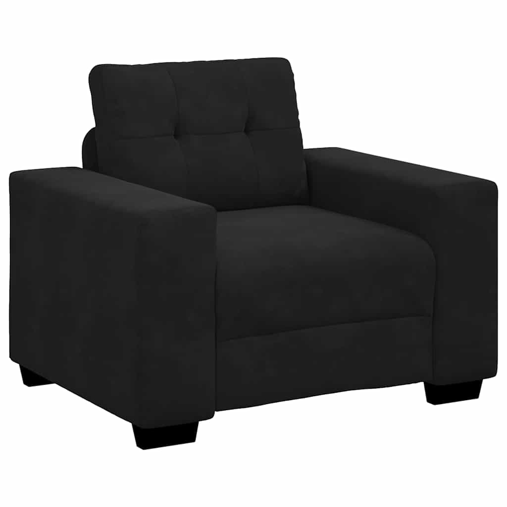 Sofa 3 pcs Black Linen-blend fabric
