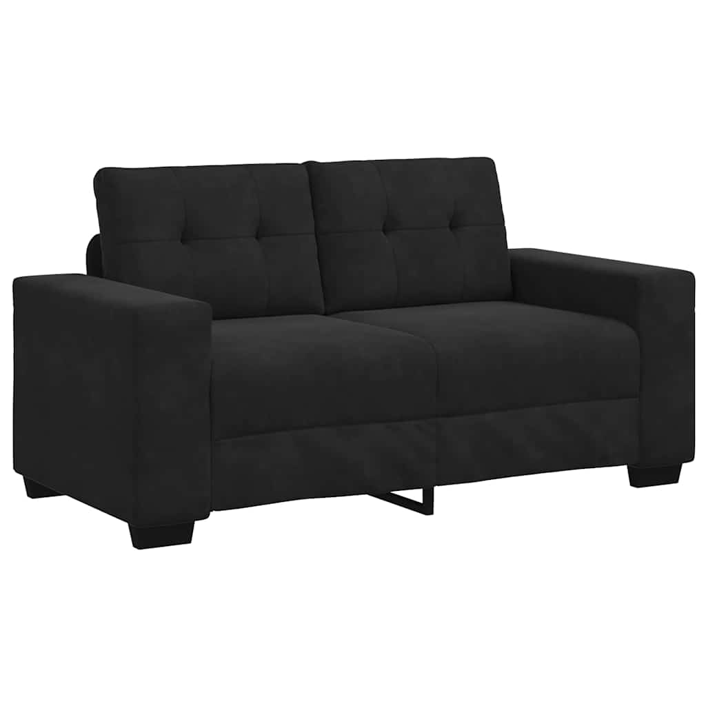 Sofa 3 pcs Black Linen-blend fabric