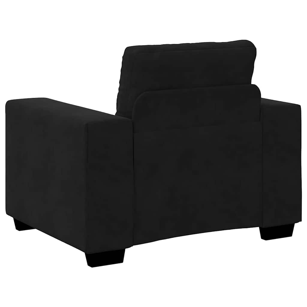 Sofa 3 pcs Black Linen-blend fabric