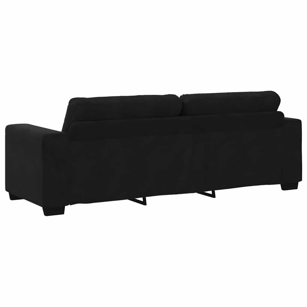 Sofa 3 pcs Black Linen-blend fabric