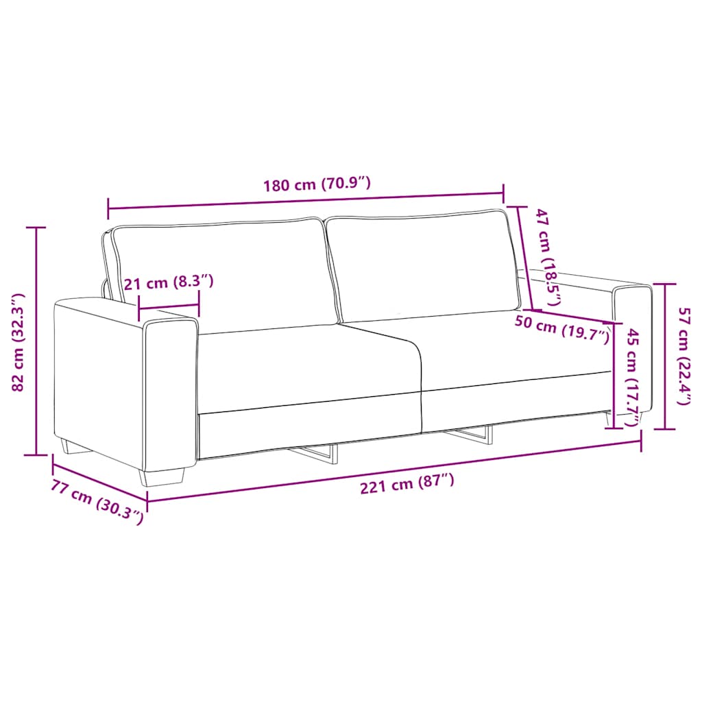 3 Piece Sofa Set with Cushions Black Fabric
