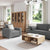 Sofa Set with Cushion 3 pcs Grey 219 x 77 x 82 cm Fabric