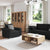 Sofa Set with Cushion 3 pcs Black 219 x 77 x 82 cm Fabric