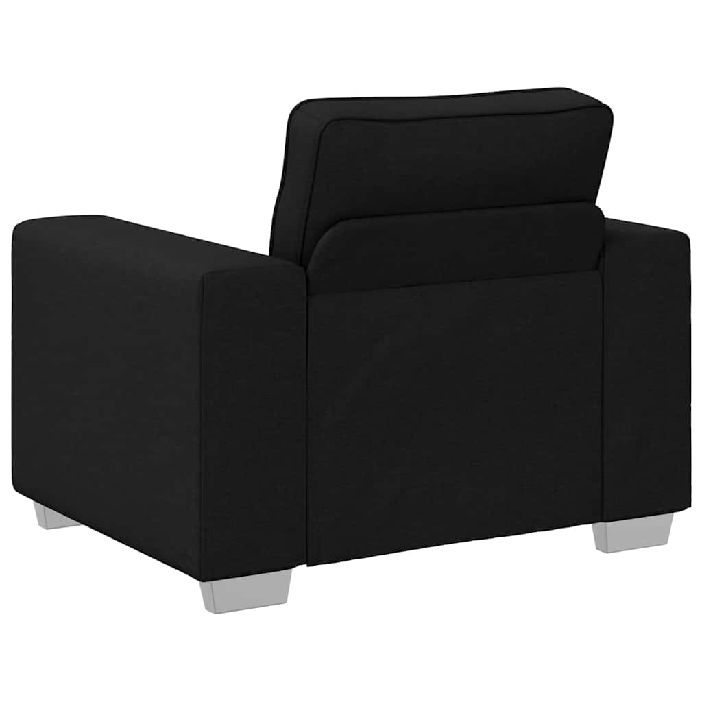 Sofa Set with Cushion 3 pcs Black 219 x 77 x 82 cm Fabric