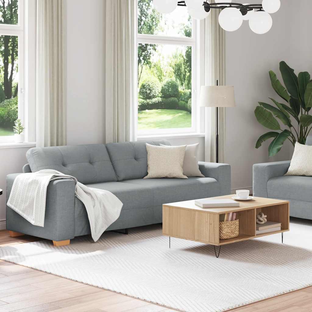 2 Piece Sofa Set with Cushions Light Grey Fabric