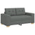 2 Piece Sofa Set with Cushions Dark Grey Fabric
