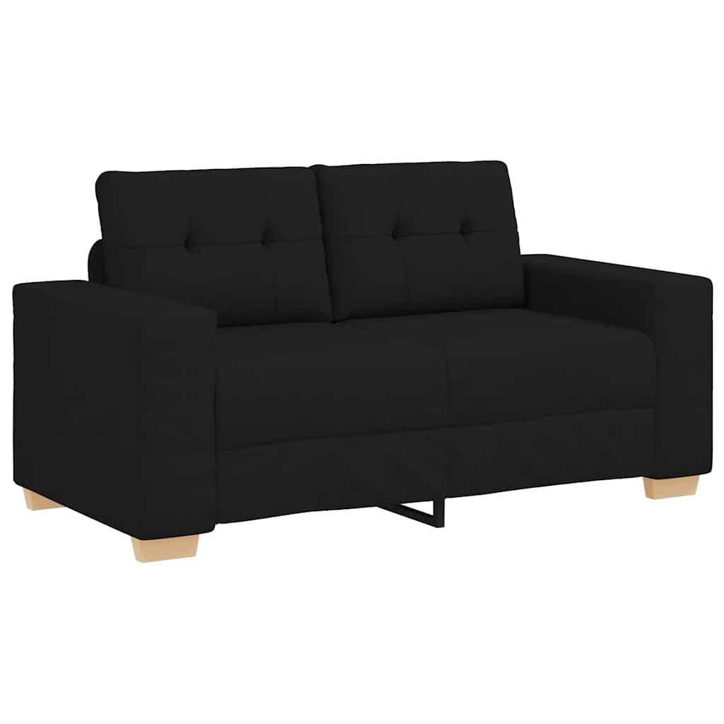 2 Piece Sofa Set with Cushions Black Fabric