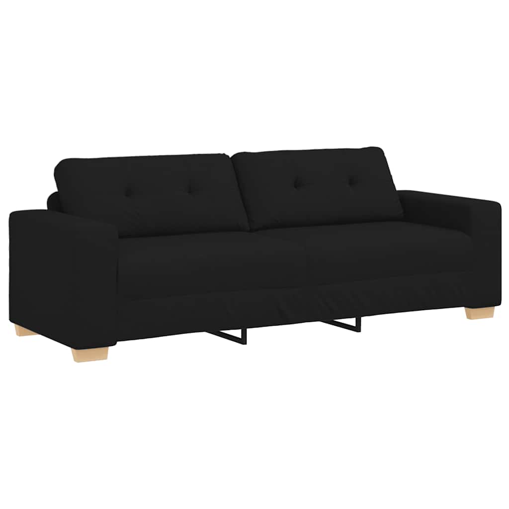 2 Piece Sofa Set with Cushions Black Fabric