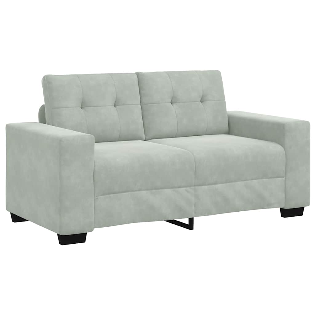 2 Piece Sofa Set with Cushions Light Grey Velvet
