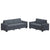 2 Piece Sofa Set with Cushions Dark Grey Velvet