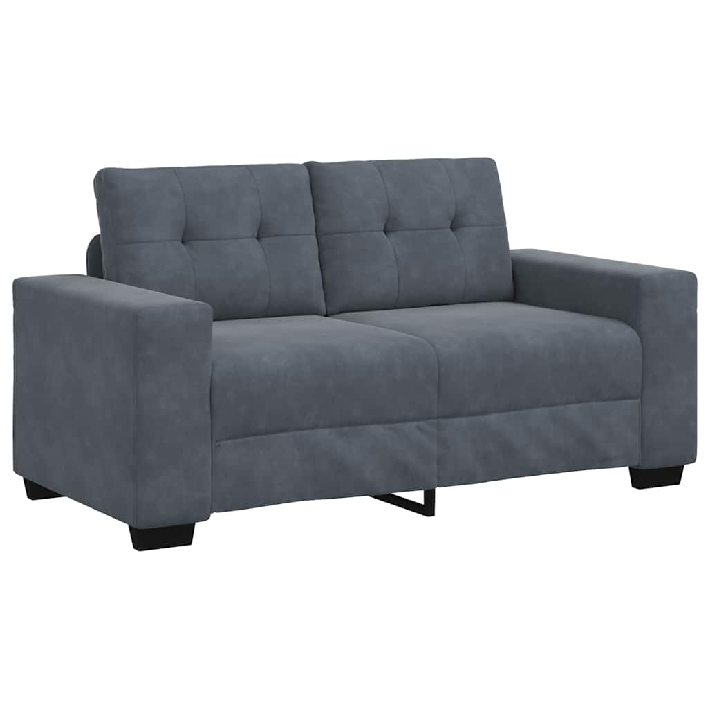 2 Piece Sofa Set with Cushions Dark Grey Velvet