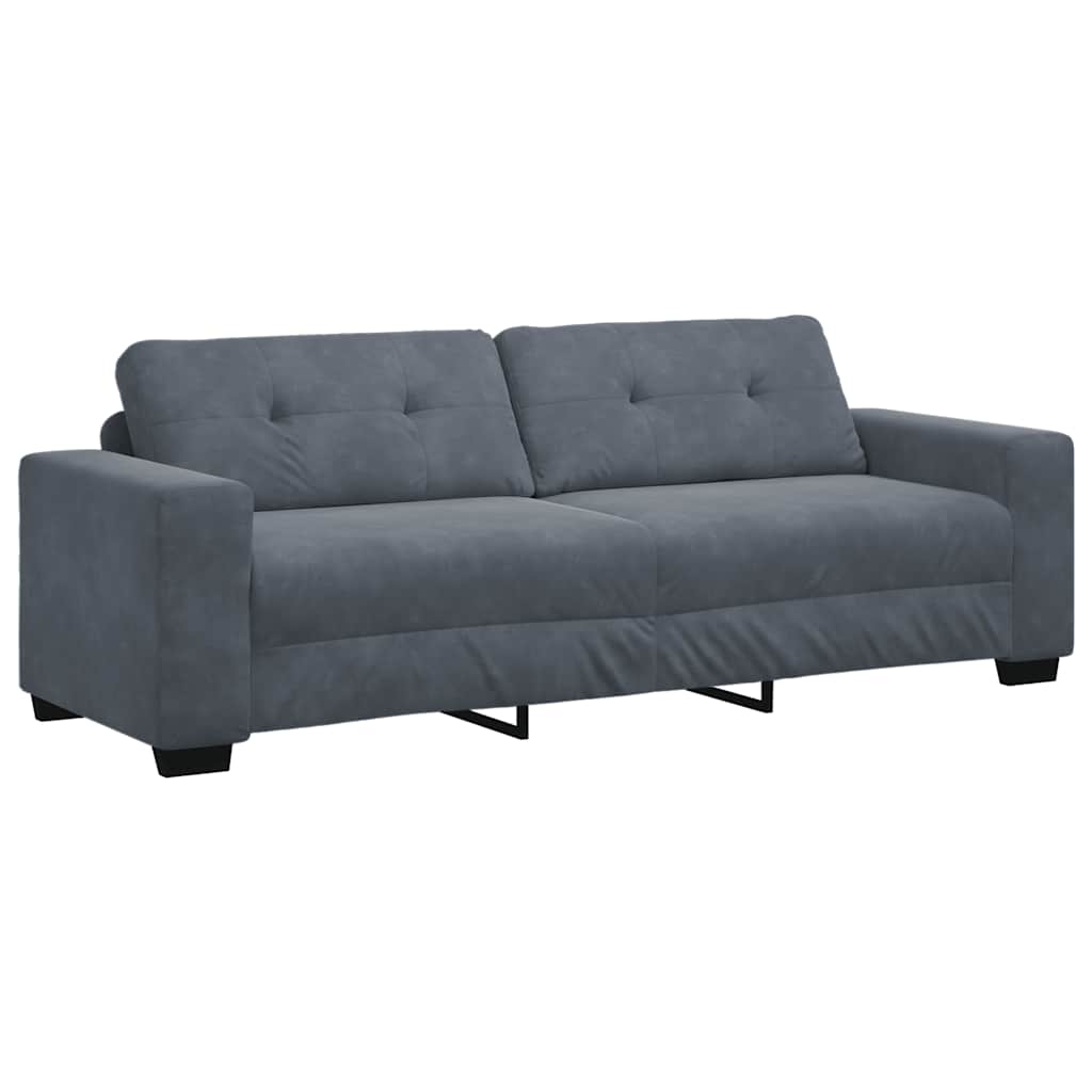 2 Piece Sofa Set with Cushions Dark Grey Velvet