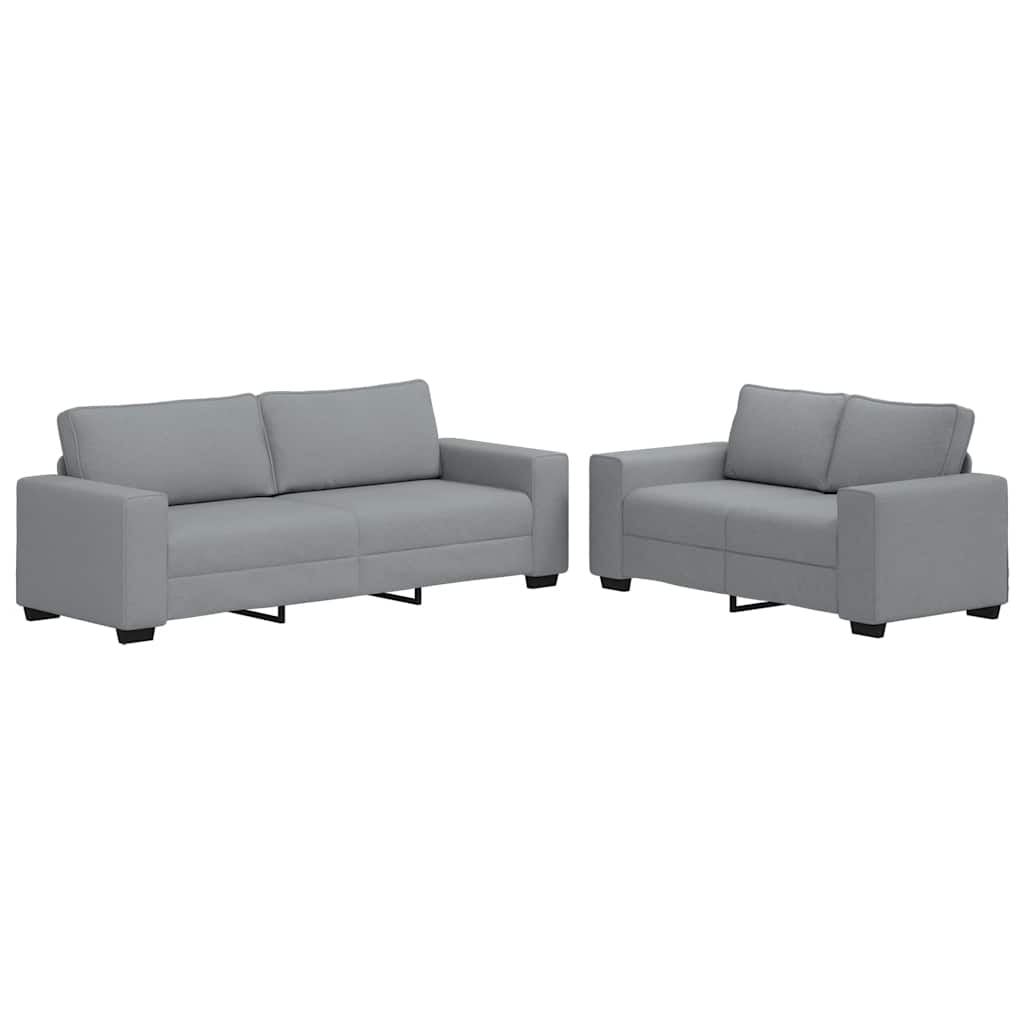 2 Piece Sofa Set with Cushions Light Grey Fabric