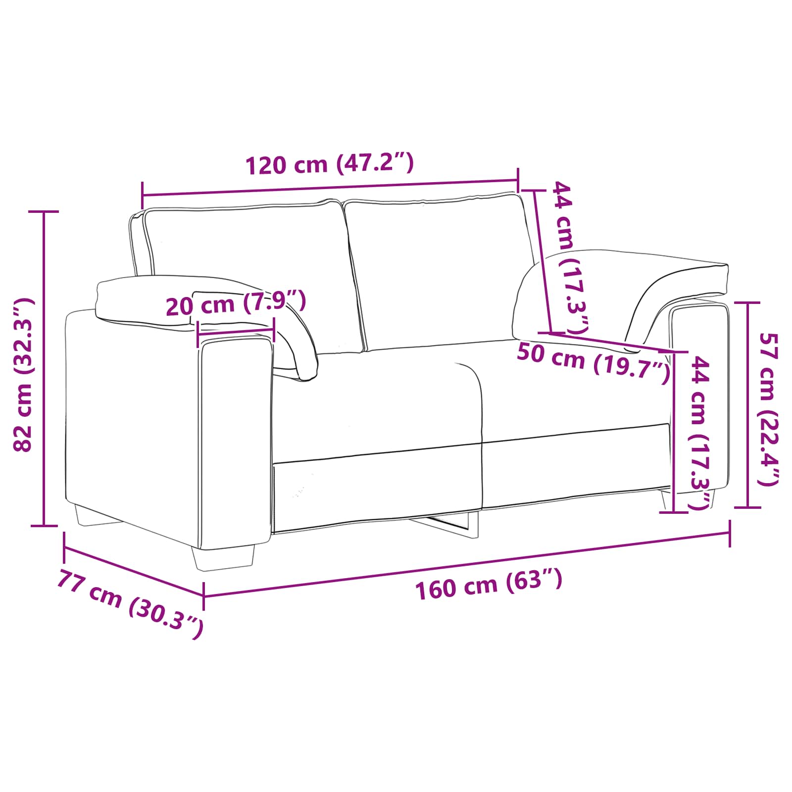 Sofa 2 pcs Dark Grey 219 x 80 x 82 cm Fabric