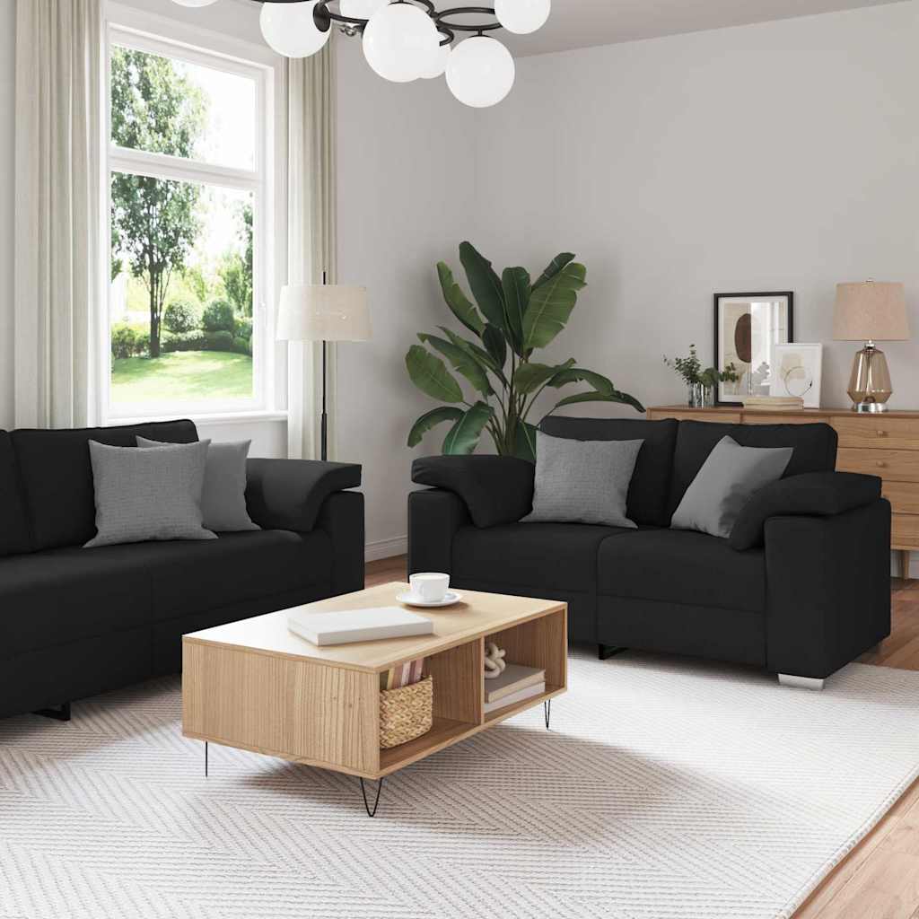 Sofa Set 2 pcs Black 219 x 77 x 82 cm Fabric
