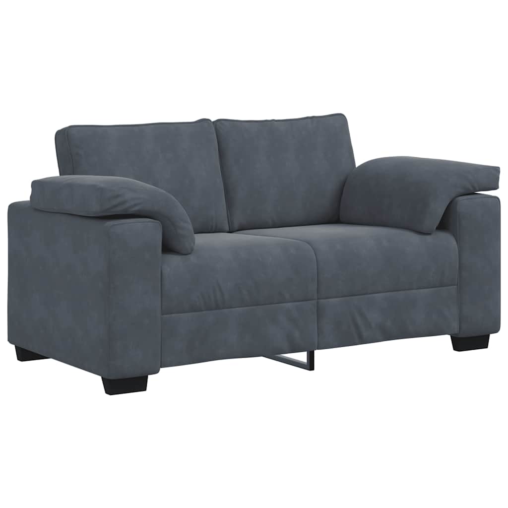 2 Piece Sofa Set with Cushions Dark Grey Velvet