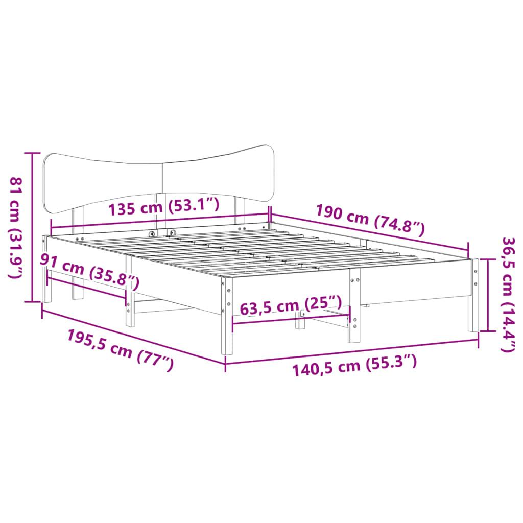 Bed Frame without Mattress 135x190 cm Solid Wood Pine