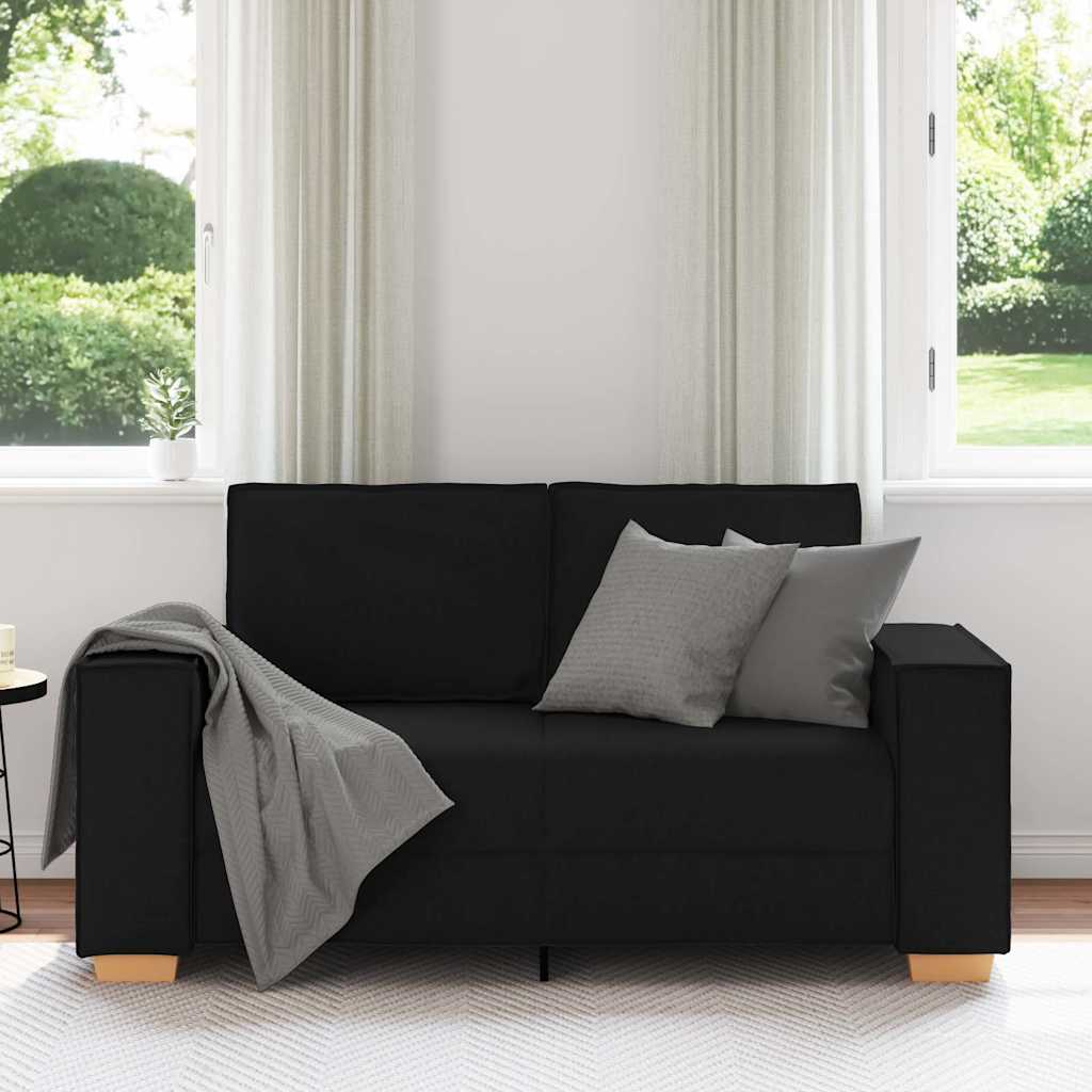 2-Seater Sofa Black 120 cm Fabric
