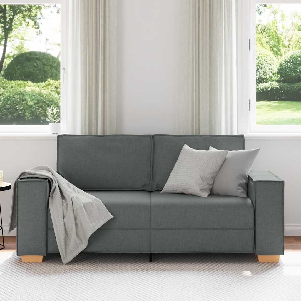 2-Seater Sofa Dark Grey 140 cm Fabric