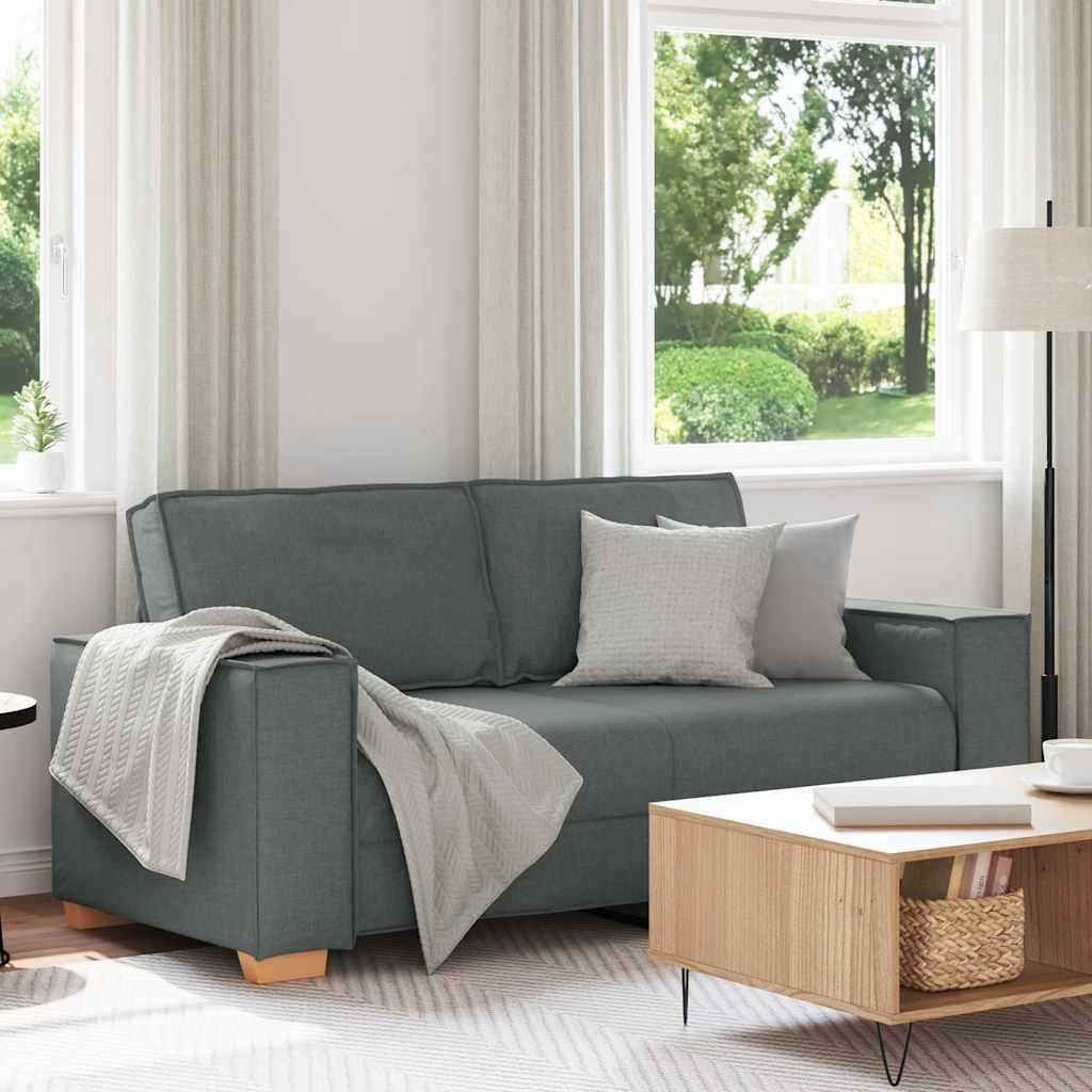 2-Seater Sofa Dark Grey 140 cm Fabric