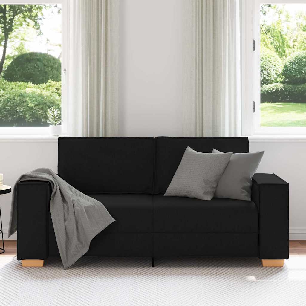 2-Seater Sofa Black 140 cm Fabric