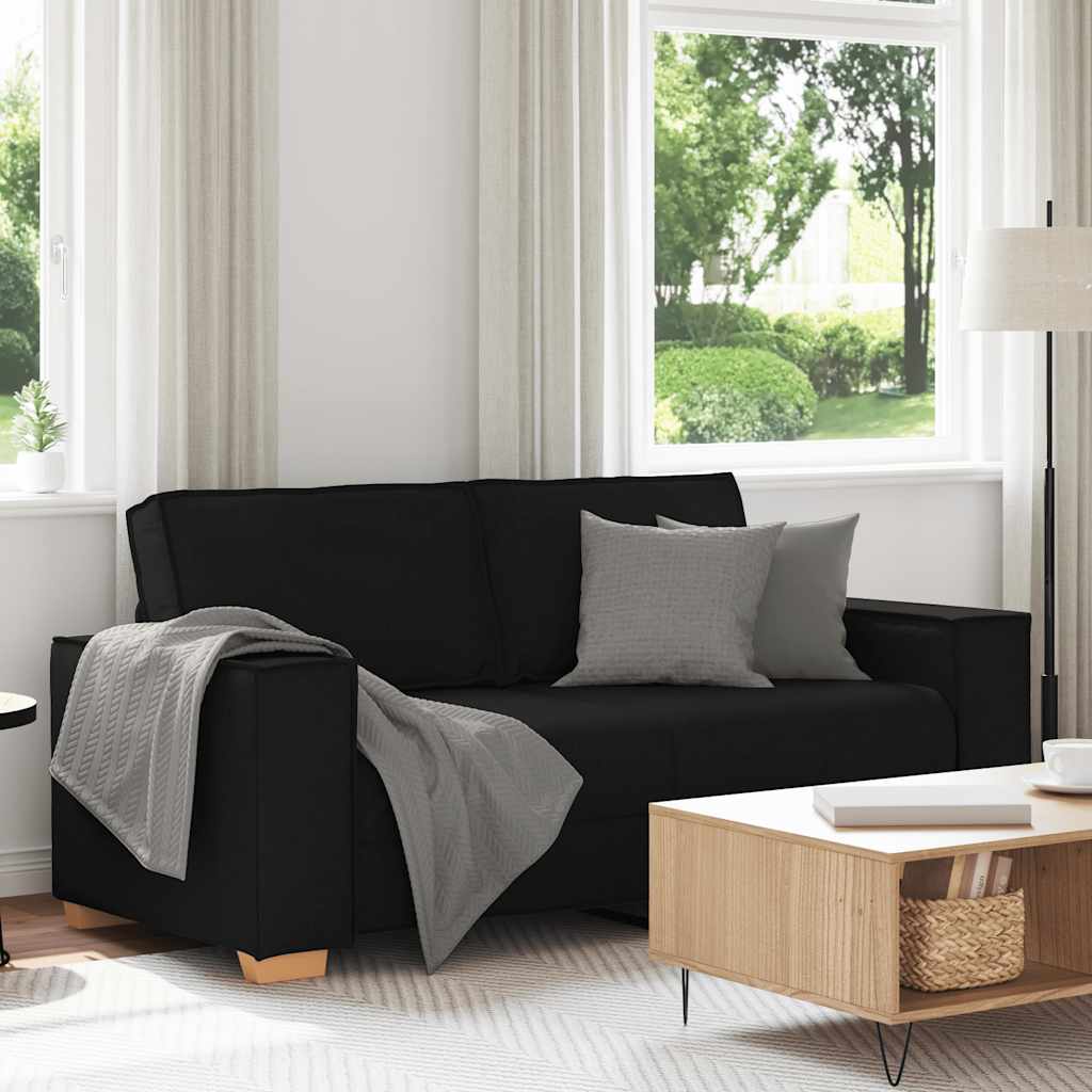 2-Seater Sofa Black 140 cm Fabric