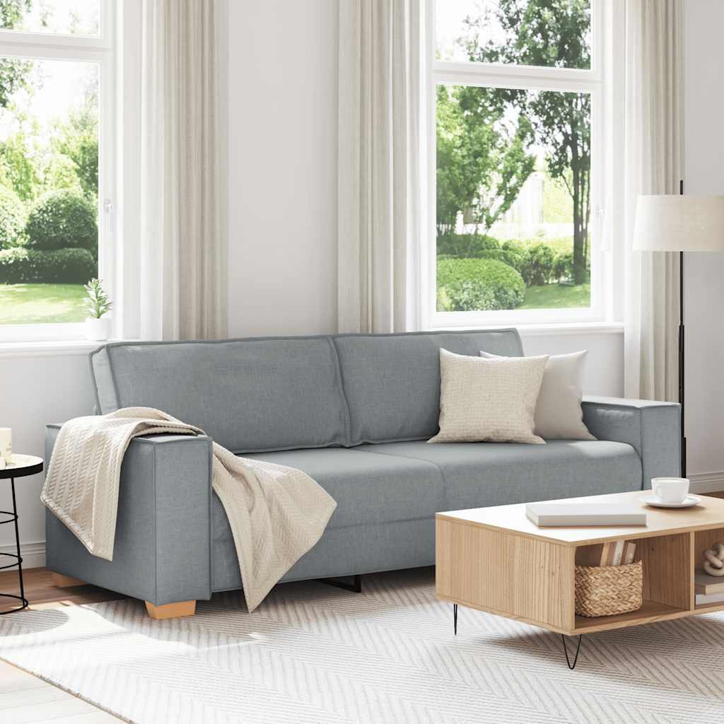 3-Seater Sofa Light Grey 180 cm Fabric