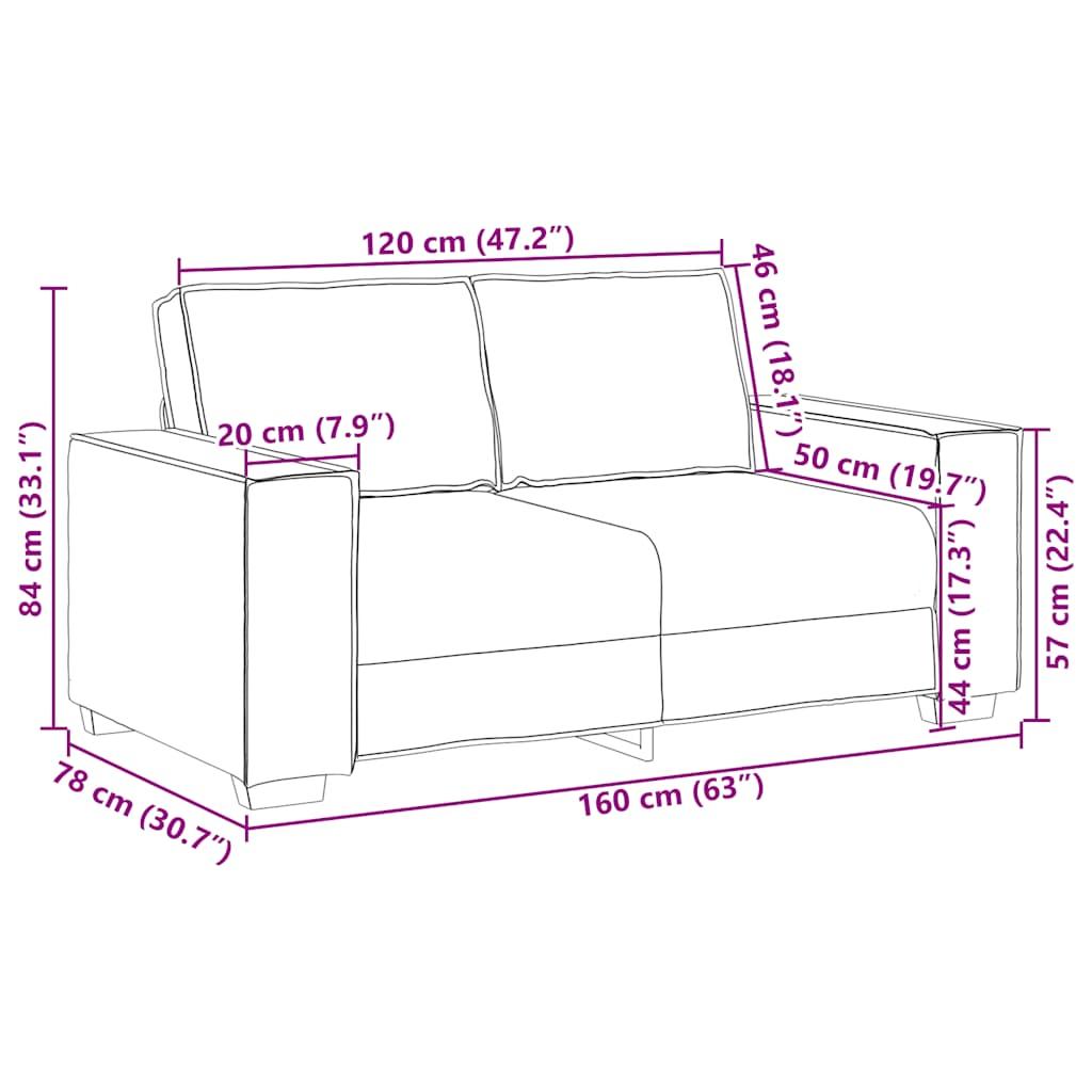 2-Seater Sofa Light Grey 120 cm Velvet