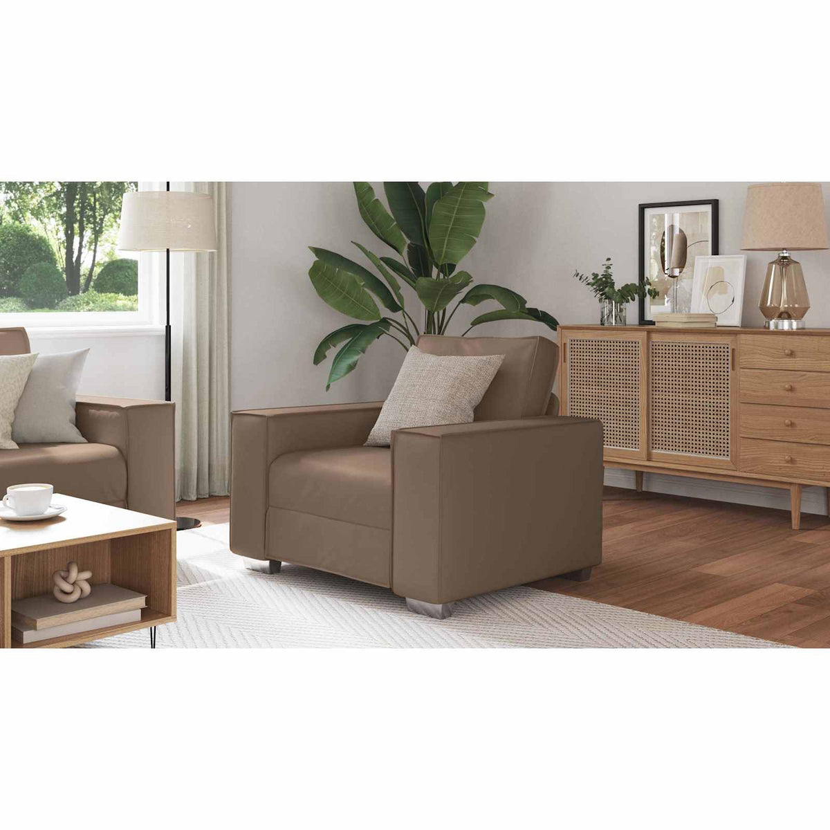 Sofa Chair Cappuccino 100 cm Faux Leather