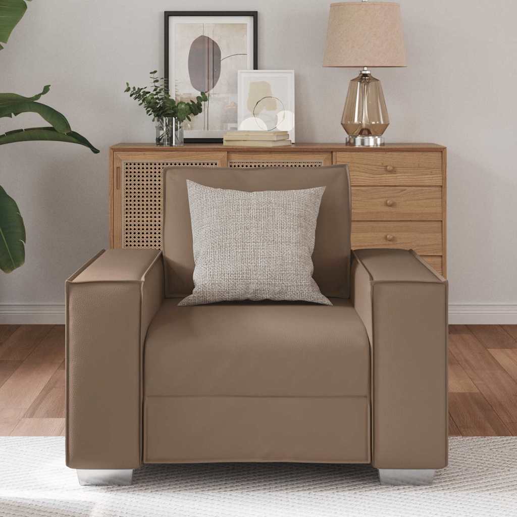 Sofa Chair 59 cm with Cushion Cappuccino Artificial Leather