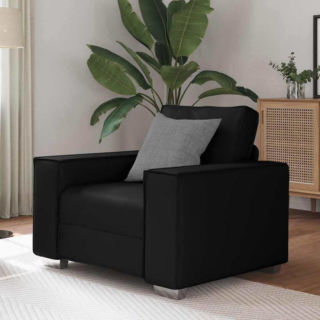 Sofa Chair 59 cm with Cushion Black Faux leather