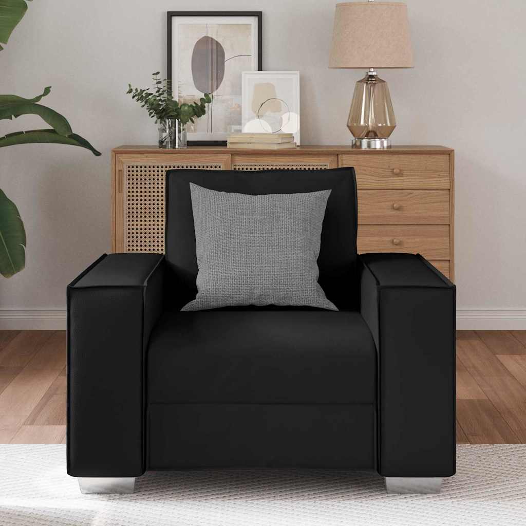 Sofa Chair 59 cm with Cushion Black Faux leather