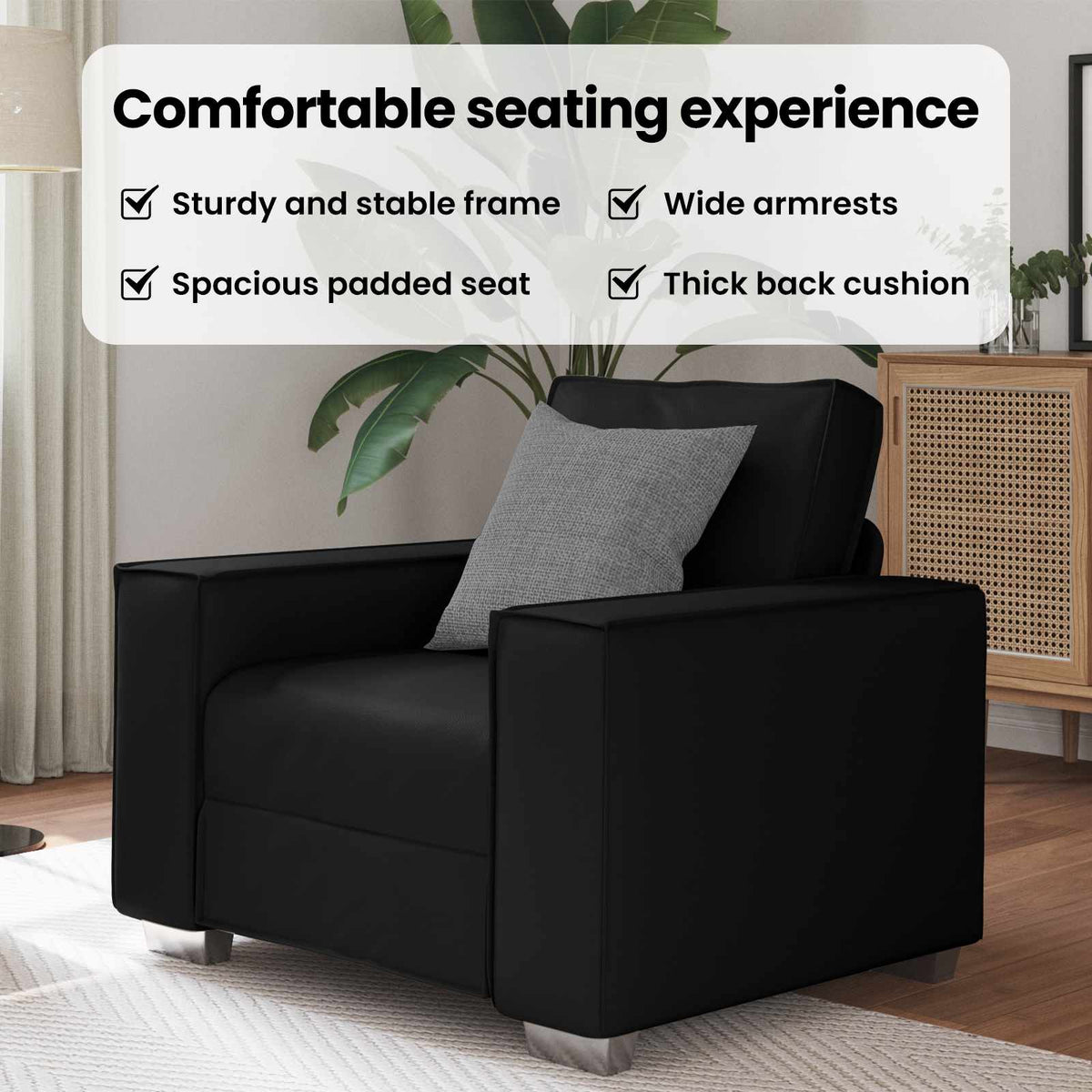 Sofa Chair Black 100 cm Faux Leather
